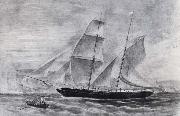 Frederick Garling Shooner in full sail,leaving Sydney Harbour oil painting picture wholesale